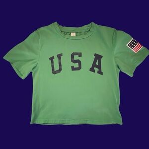 USA Crop Top with Flag on Sleeve Sz S